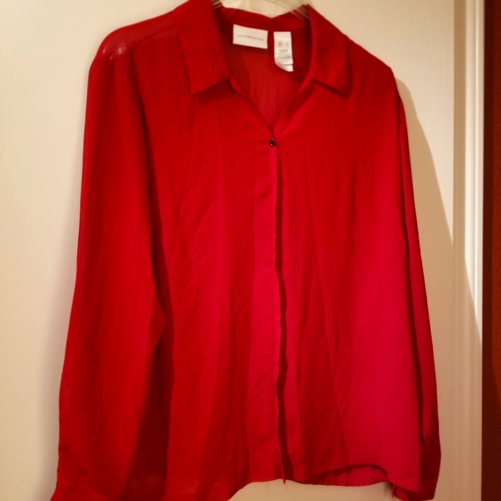Liz Claiborne Red Long Sleeve Blouse